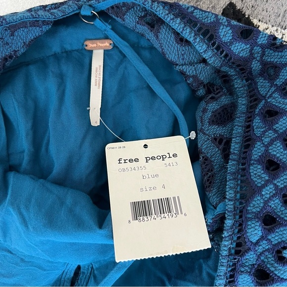 NWT Free People One Million Lovers Blue Lace Mini Dress - Picture 5 of 9